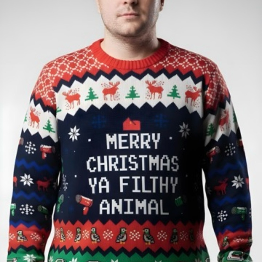 NWOT Home Alone Ugly Christmas Sweater "Merry Christmas Ya Filthy Animal!"‎ - XL